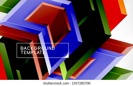Abstract glossy techno arrows background, vector illustration