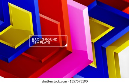 Abstract glossy techno arrows background, vector illustration