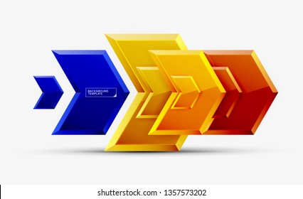 Abstract glossy techno arrows background, vector illustration