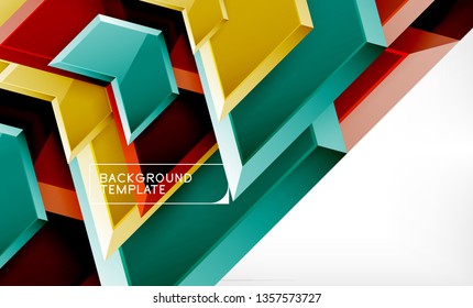 Abstract glossy techno arrows background, vector illustration