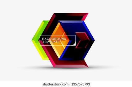 Abstract glossy techno arrows background, vector illustration