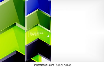 Abstract glossy techno arrows background, vector illustration