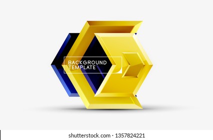 Abstract glossy techno arrows background, vector illustration