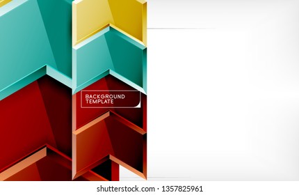 Abstract glossy techno arrows background, vector illustration