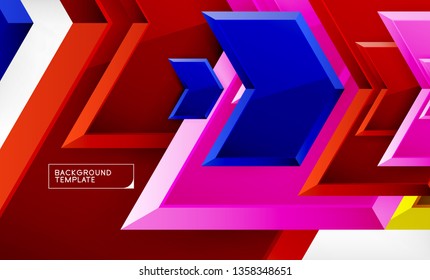 Abstract glossy techno arrows background, vector illustration