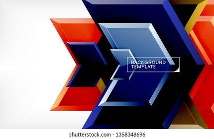 Abstract glossy techno arrows background, vector illustration
