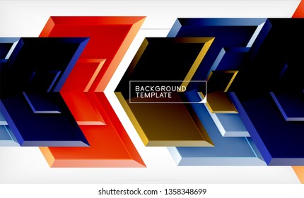 Abstract glossy techno arrows background, vector illustration