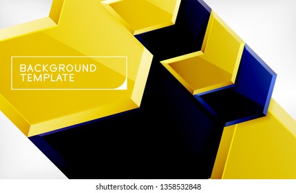 Abstract glossy techno arrows background, vector illustration