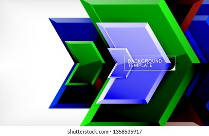 Abstract glossy techno arrows background, vector illustration