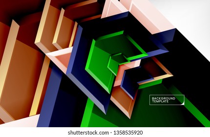 Abstract glossy techno arrows background, vector illustration