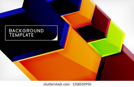 Abstract glossy techno arrows background, vector illustration