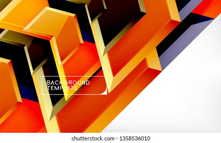 Abstract glossy techno arrows background, vector illustration
