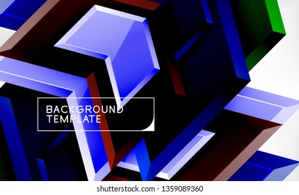 Abstract glossy techno arrows background, vector illustration