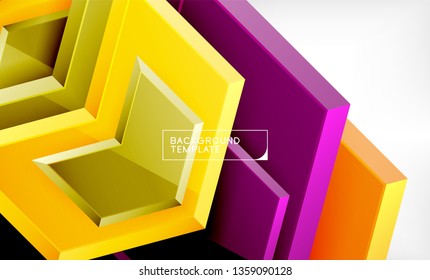 Abstract glossy techno arrows background, vector illustration