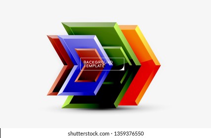 Abstract glossy techno arrows background, vector illustration