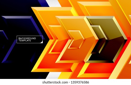 Abstract glossy techno arrows background, vector illustration