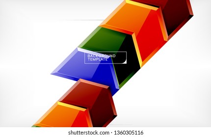 Abstract glossy techno arrows background, vector illustration