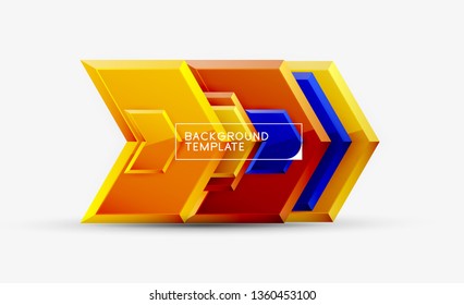 Abstract glossy techno arrows background, vector illustration