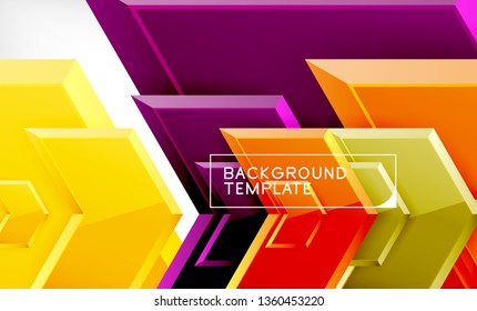 Abstract glossy techno arrows background, vector illustration
