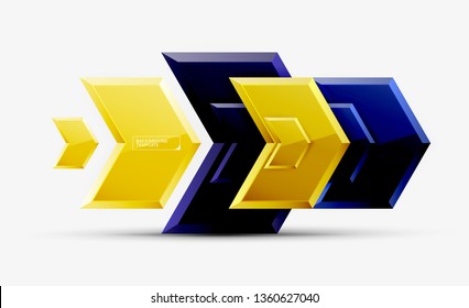 Abstract glossy techno arrows background, vector illustration