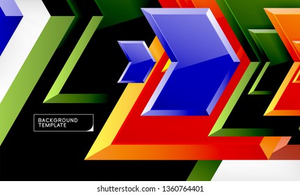 Abstract glossy techno arrows background, vector illustration