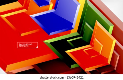 Abstract glossy techno arrows background, vector illustration