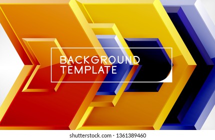 Abstract glossy techno arrows background, vector illustration