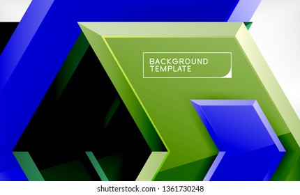 Abstract glossy techno arrows background, vector illustration