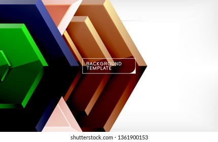 Abstract glossy techno arrows background, vector illustration