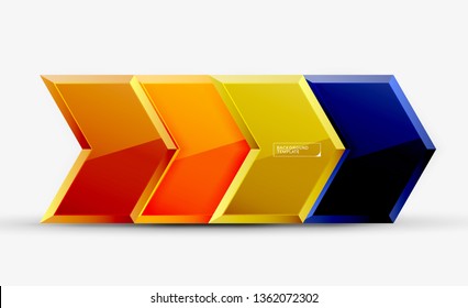 Abstract glossy techno arrows background, vector illustration