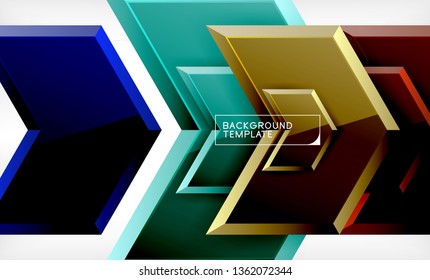 Abstract glossy techno arrows background, vector illustration