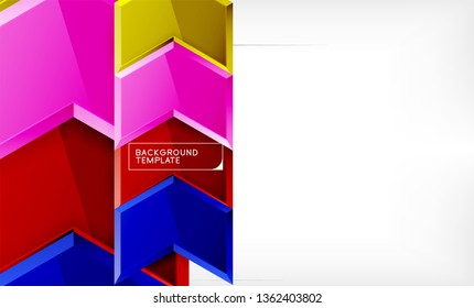 Abstract glossy techno arrows background, vector illustration