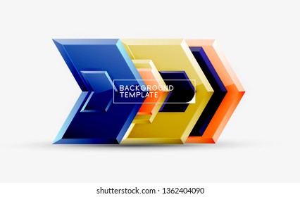 Abstract glossy techno arrows background, vector illustration