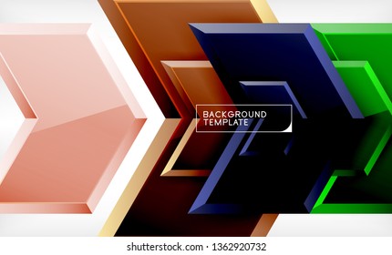 Abstract glossy techno arrows background, vector illustration
