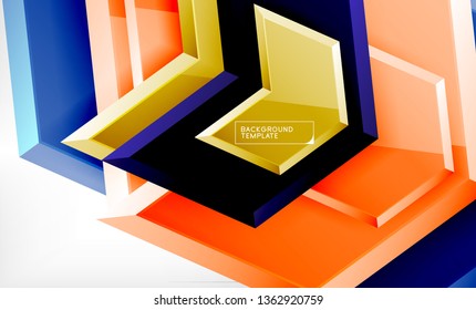 Abstract glossy techno arrows background, vector illustration