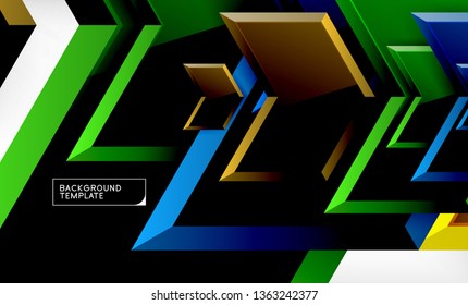 Abstract glossy techno arrows background, vector illustration
