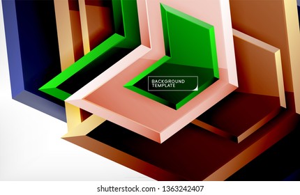 Abstract glossy techno arrows background, vector illustration