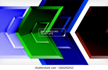 Abstract glossy techno arrows background, vector illustration