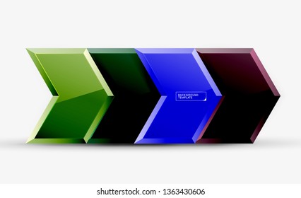 Abstract glossy techno arrows background, vector illustration