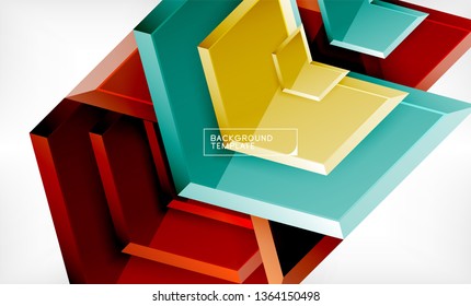 Abstract glossy techno arrows background, vector illustration