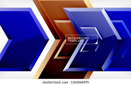 Abstract glossy techno arrows background, vector illustration