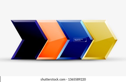 Abstract glossy techno arrows background, vector illustration