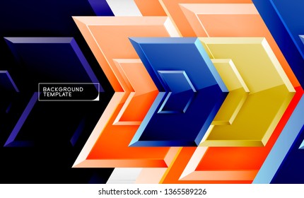 Abstract glossy techno arrows background, vector illustration