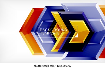 Abstract glossy techno arrows background, vector illustration