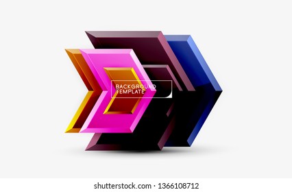 Abstract glossy techno arrows background, vector illustration
