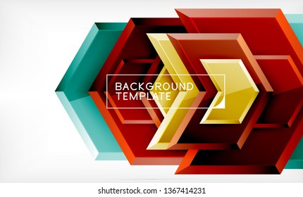 Abstract glossy techno arrows background, vector illustration