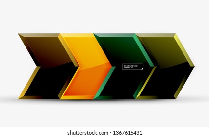 Abstract glossy techno arrows background, vector illustration