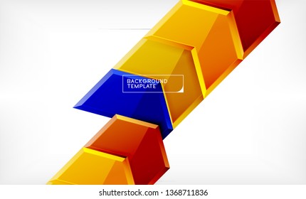 Abstract glossy techno arrows background, vector illustration