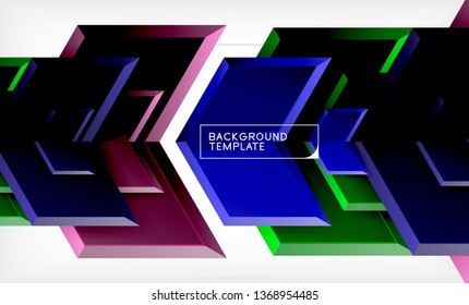 Abstract glossy techno arrows background, vector illustration