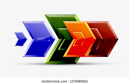 Abstract glossy techno arrows background, vector illustration